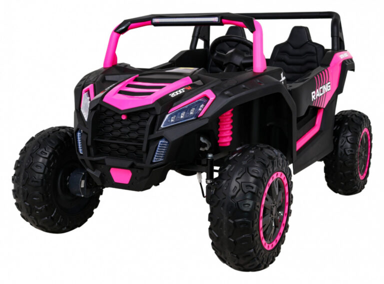 Buggy elektryczne ATV Racing 4x4 dla 2 dzieci, różowe, 4x200 W, 24 V, pilot, wolny start, światła LED, MP3/AUX/USB