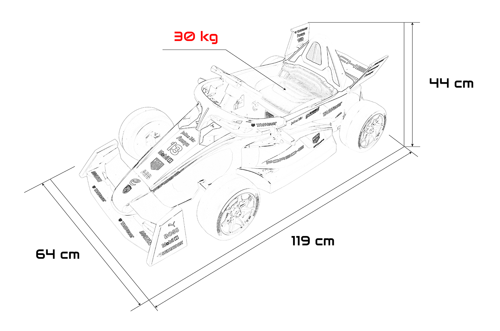 Elektryczny bolid dziecięcy Porsche Formula E 12V, czerwony, z pilotem 2,4 GHz – zdjęcie 2